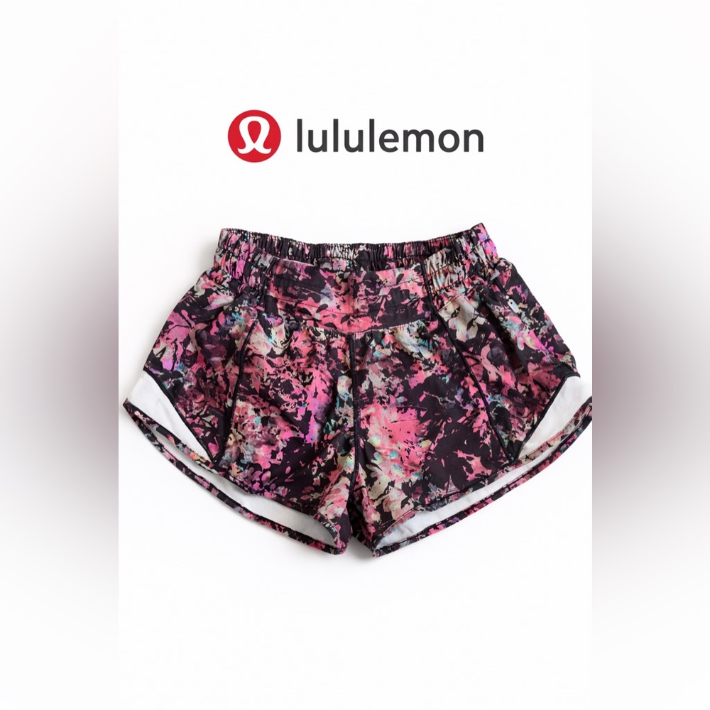 Lululemon Track That High-Rise Lined Short 3" Stencil Blossom Floral Size 2